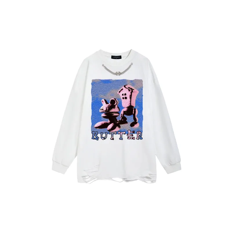 Washed Loose Long Sleeve Sweatshirt-0