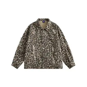 Retro Leopard Washed Ripped Cotton Jacket