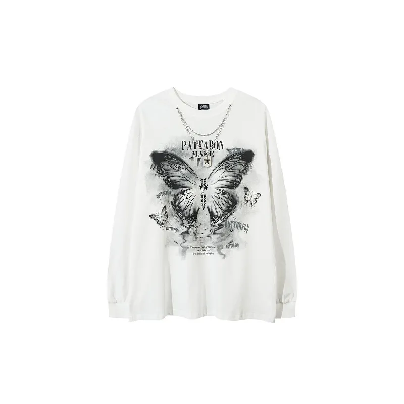 Casual Butterfly Cotton T Shirt-0