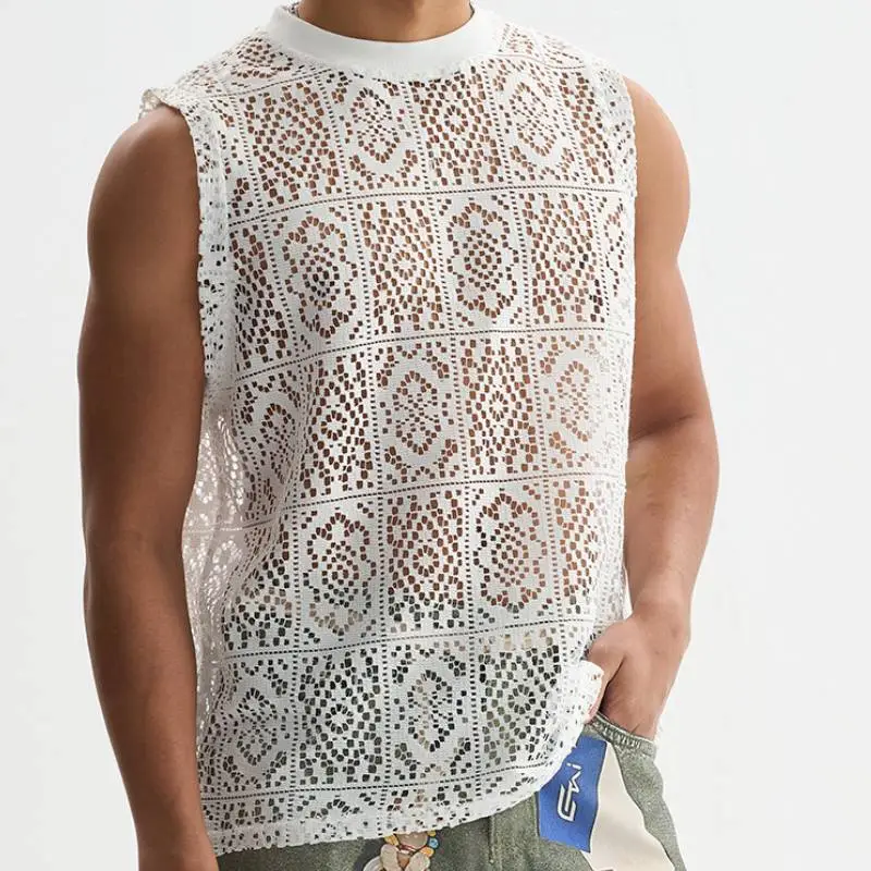 Casual Hollow Out Polyester Vest-1