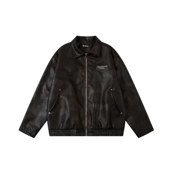 Casual Embroidery Leather Jacket