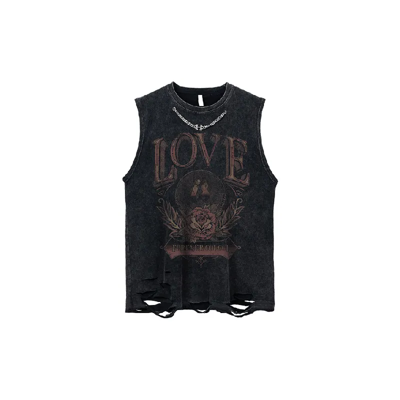 Retro Distress 100% Cotton Vest-0