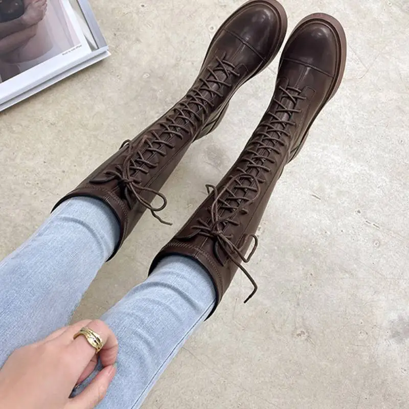 Retro Embroidery Knee High Boots-5