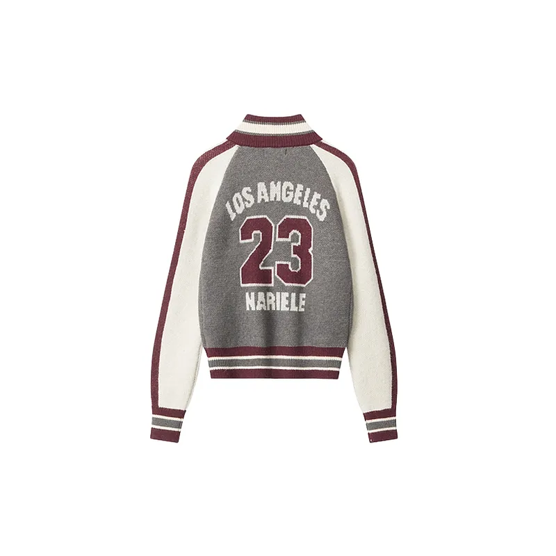 Contrast Color Zipper Sweater Women-3