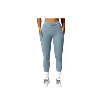 Plain Sporty Nylon Spandex Sheer Fabric Leggings Women