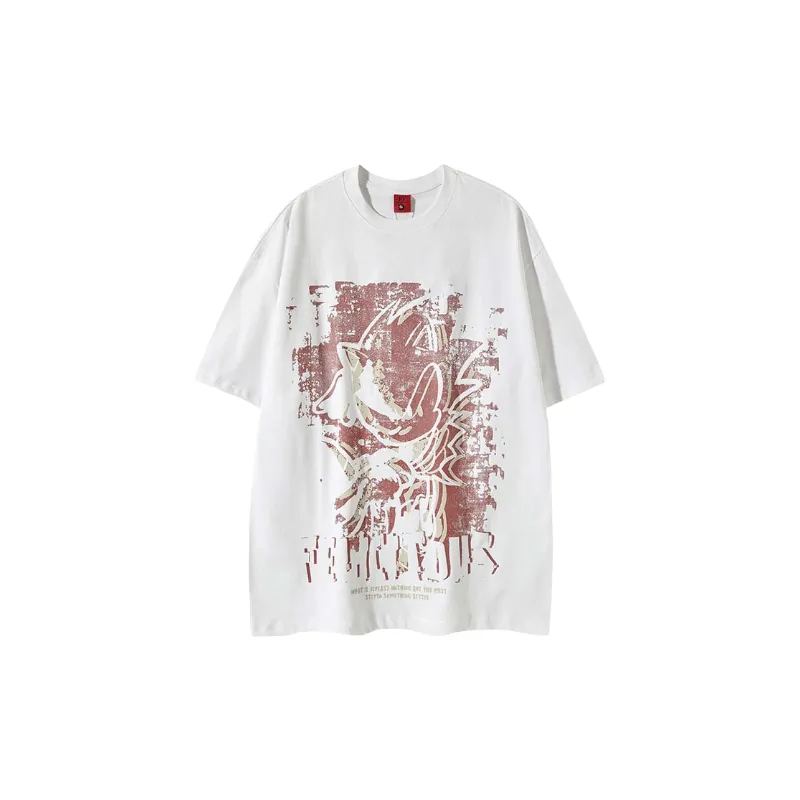 Casual Loose Cotton Blended Fabric T Shirt-0