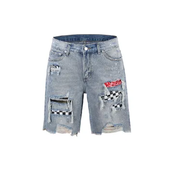 Fashionable Cashew Flower Denim Shorts