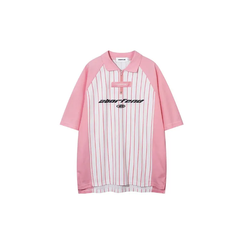 Trendy Loose Striped Polo Shirt-0