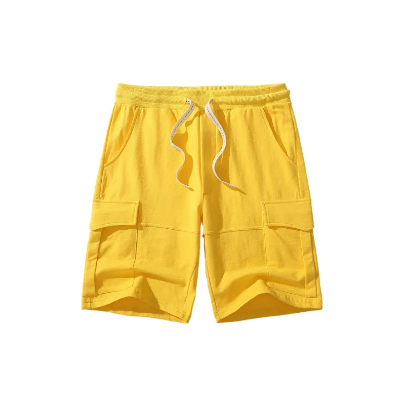 Loose Plain Cotton Casual Shorts-2