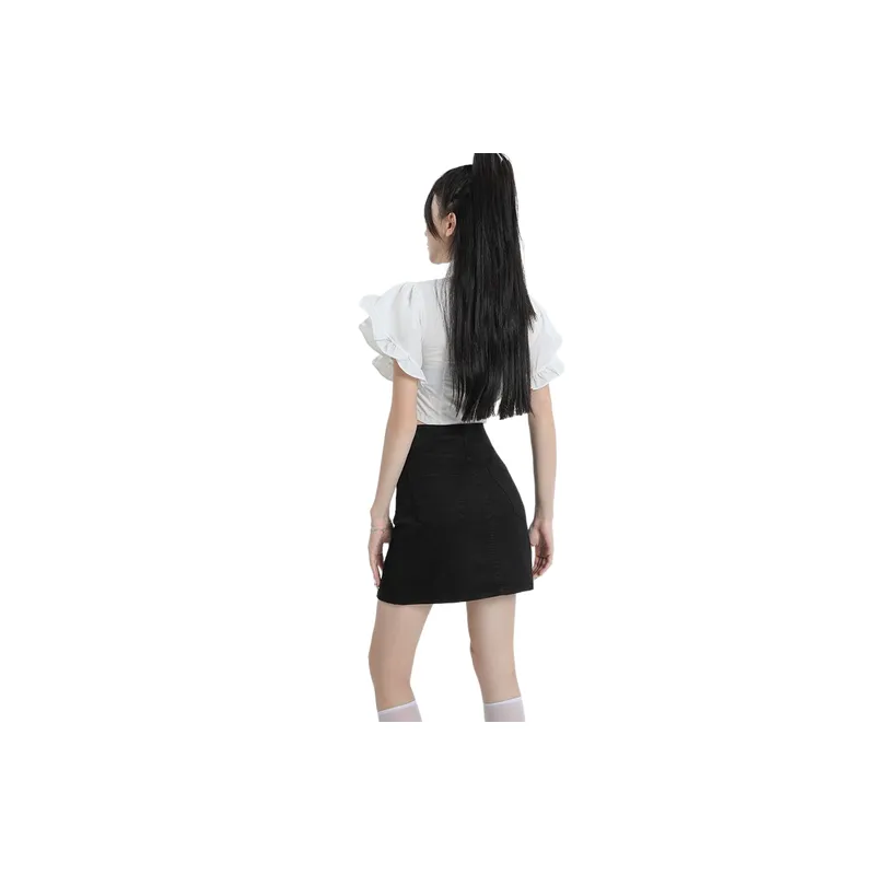 Fashionable Plain Denim Casual Skirt Women-5