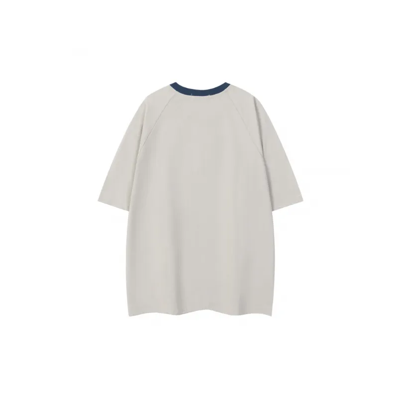 Retro Casual Loose Cotton Blended Fabric T Shirt-1