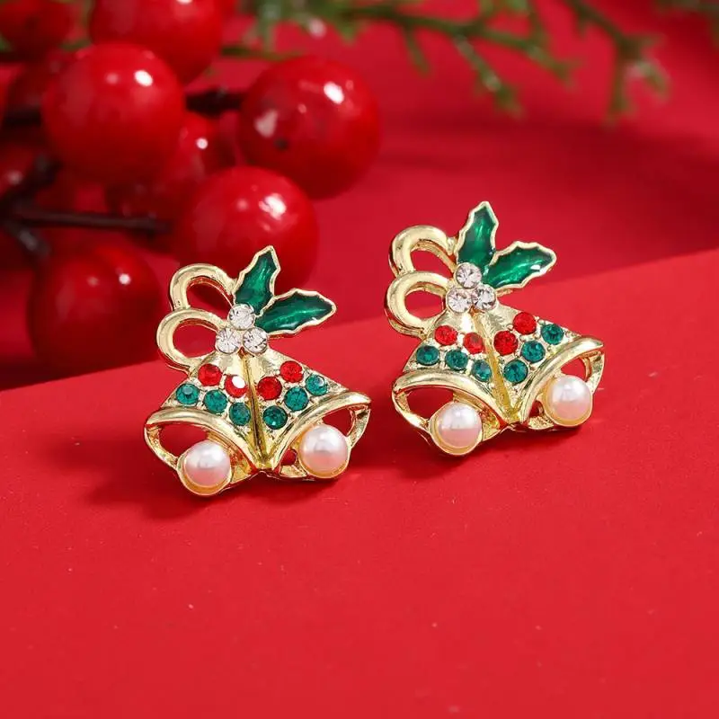 Simple Christmas Rhinestone Earring-1