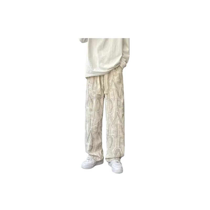 High Street Trendy Hip Hop Straight Loose All Match Pants-0