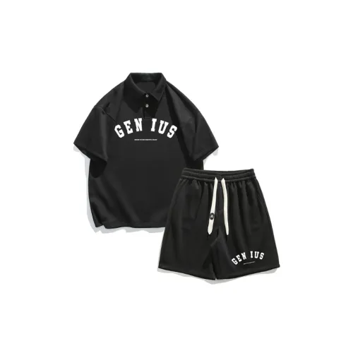 Casual College Style Polo Sportswear Two Piece Set