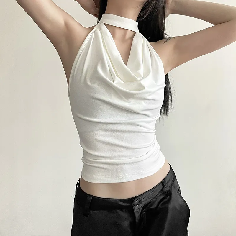 Fashionable Plain Polyester Vest Women-6