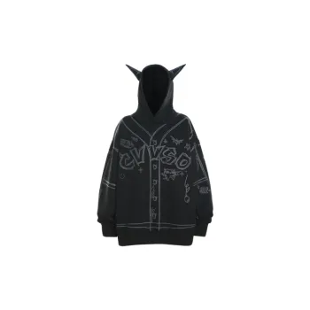 Devil Horn Heavy Hand painted Hooded Sweater