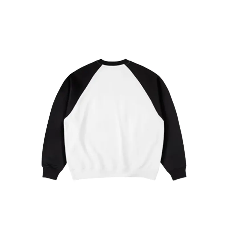Fleece lined Raglan Sleeve Crew Neck Loose Sweatshirt-4