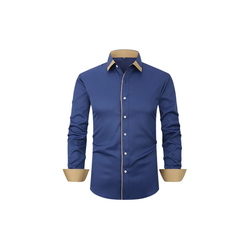 Casual Plain Polyester Blend Fabric Shirt-1