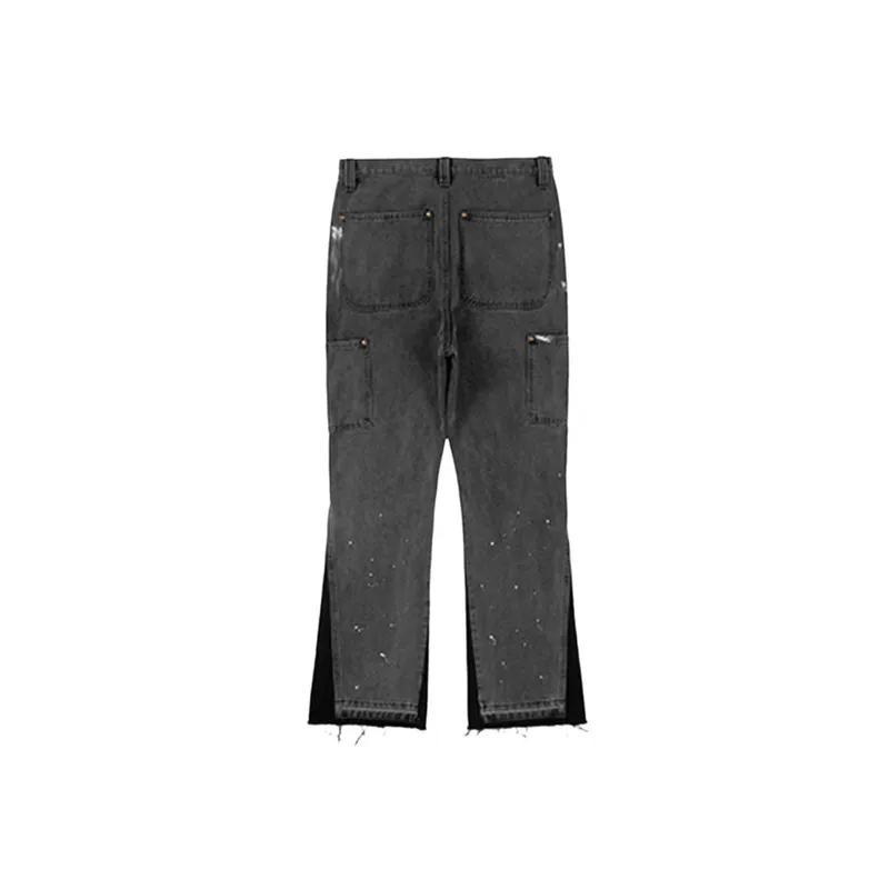 High Street Washed Distressed Patchwork Jeans-1