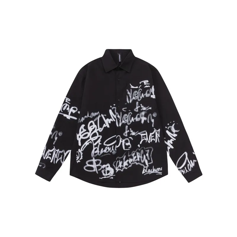 Hip hop Printed Loose Casual Long sleeved Shirt-4