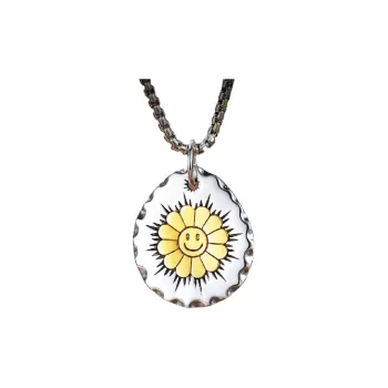 Sunflower Smiley Face Pendant Necklace