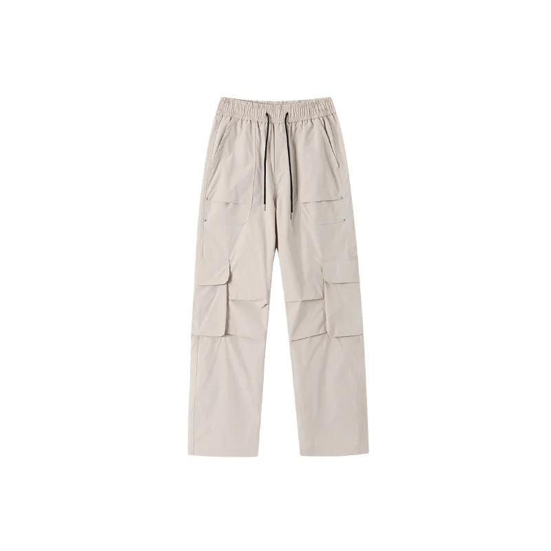 Simple Plain Blended Synthetic Fabrics Cargo Pants-4