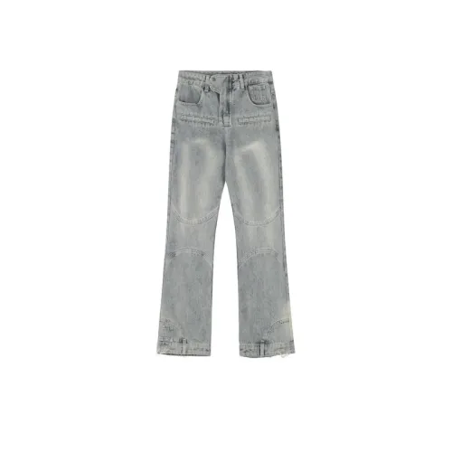 Washed Stitching Straight Casual Denim Pants