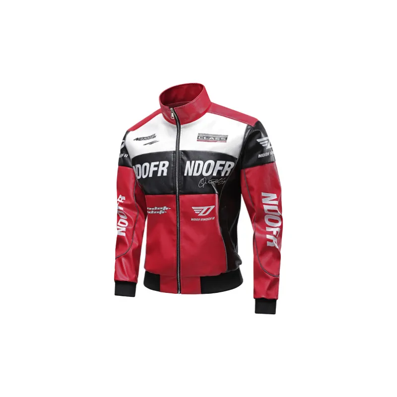 Casual Loose Print Leather Jacket-0
