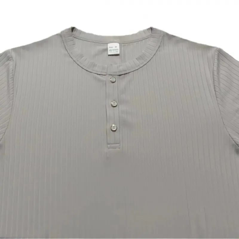 Casual Plain Blended Synthetic Fabrics T Shirt-4