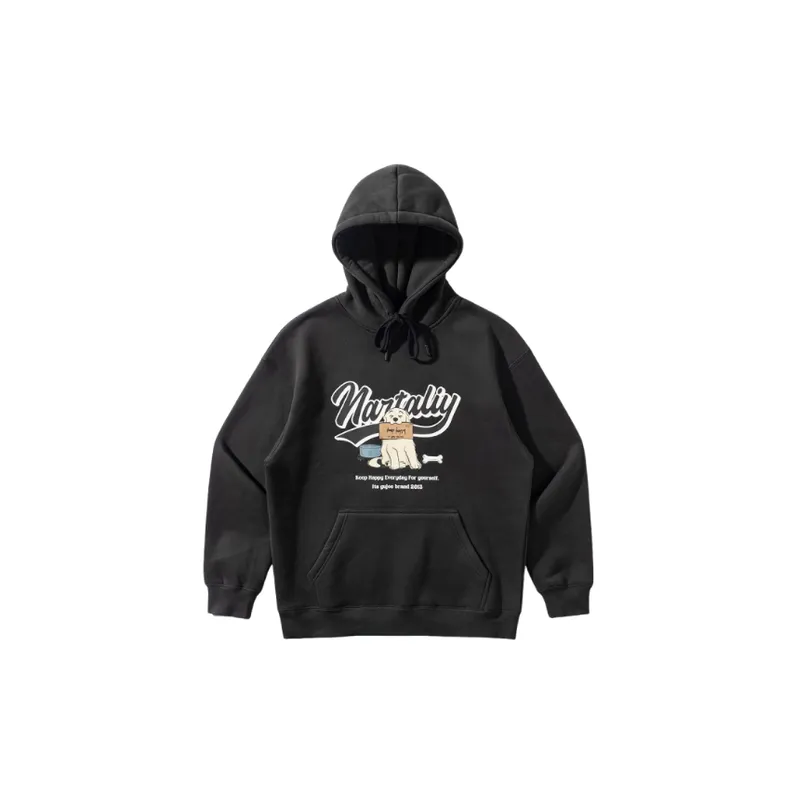 Retro Cartoon Dog Print Fleece Hoodie-4