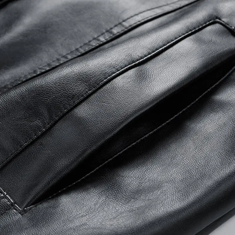 Fashionable Loose PU Leather Jacket-2