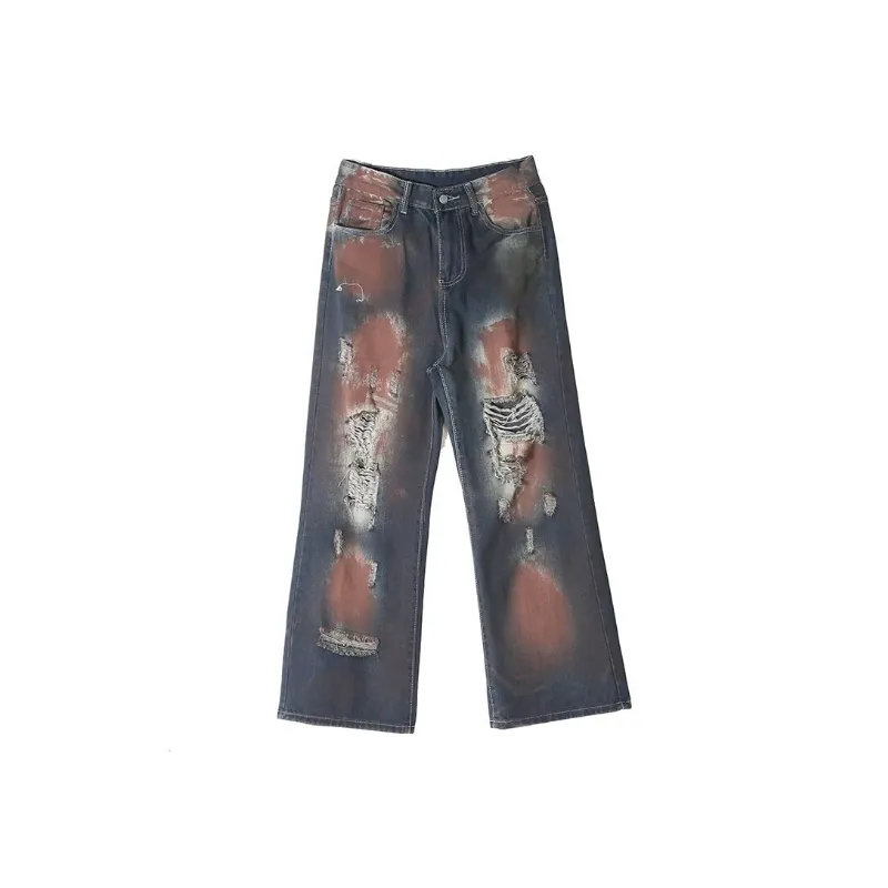 Fashionable Loose Straight Leg Jeans-0
