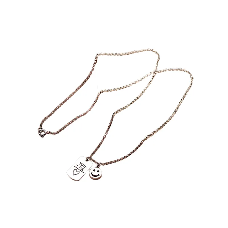 Sterling Silver Smiley Letter Necklace-0