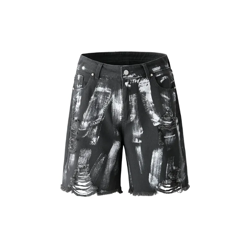 Hip Hop Trendy Graffiti Print Shorts-4