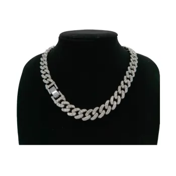 12mm Wide Single Row Simple Diamond Alloy Cuban Chain