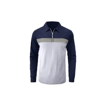Casual Long Sleeve Cotton Blended Fabric Polo