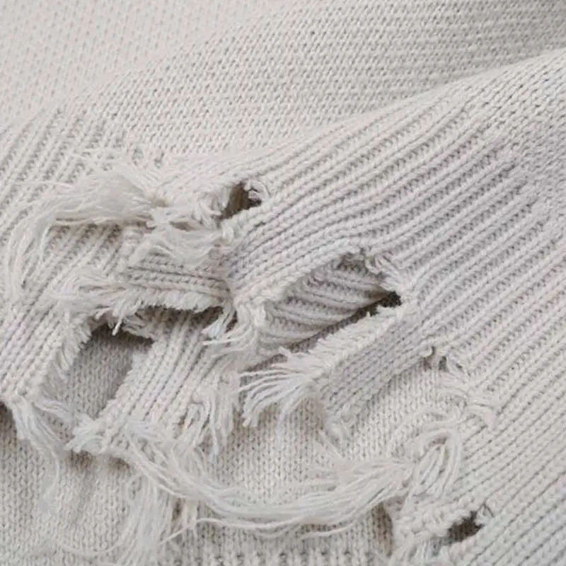 Street Ripped Blended Synthetic Fabrics Sweater-5