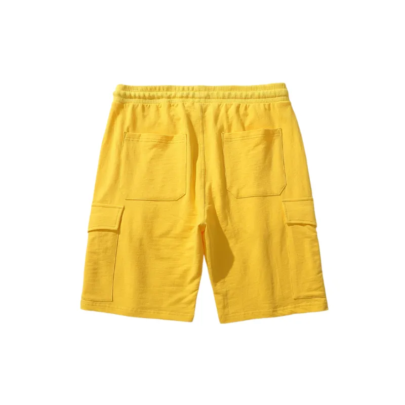 Loose Plain Cotton Casual Shorts-3