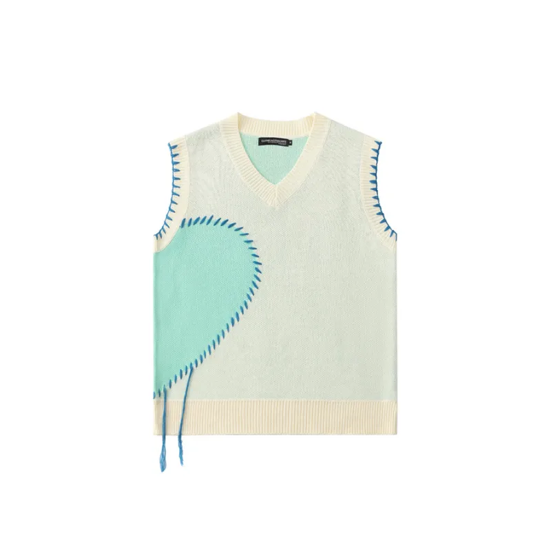 Retro Contrast Color Couple Vest-6