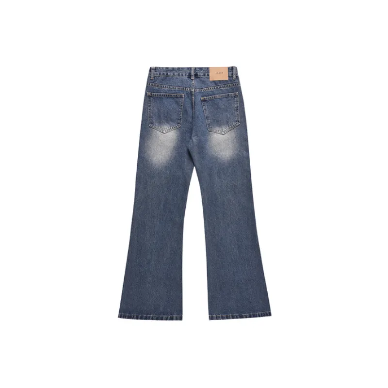 Embroidered Flame Retro Washed Loose Micro flared Pants-1