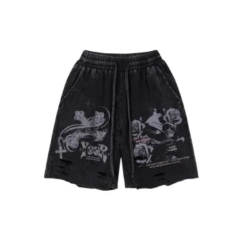 Washed Distressed Sports Shorts