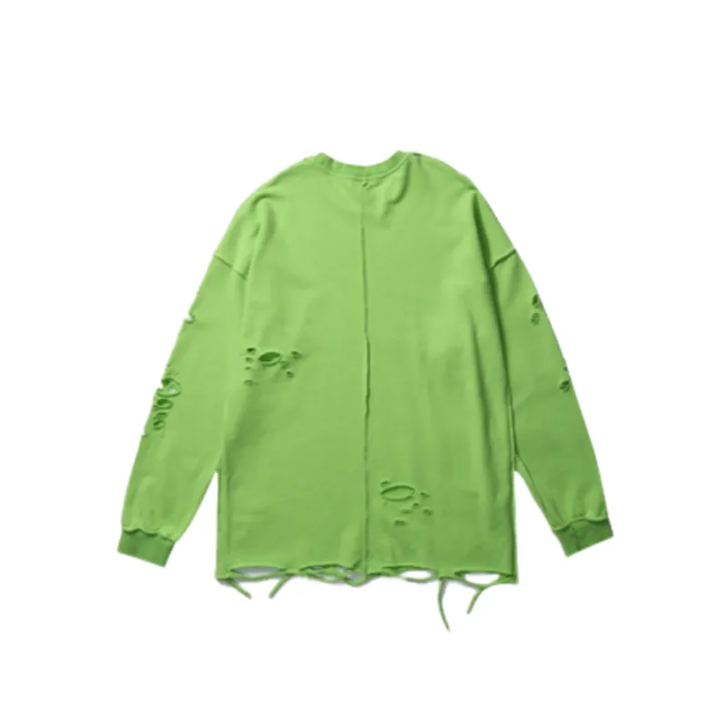 Distressed Lazy Loose Pullover Sweatshirt-13