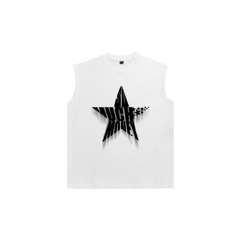 Star Letter Printed Sleeveless Vest-4