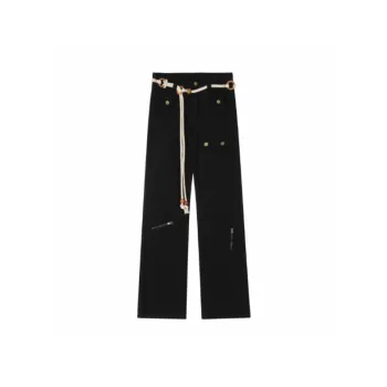 Trendy Rope Belt Casual Trousers