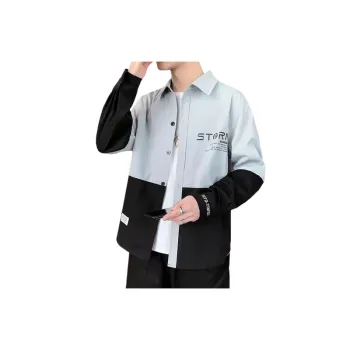 Color Blocked Long Sleeved Trendy Shirts