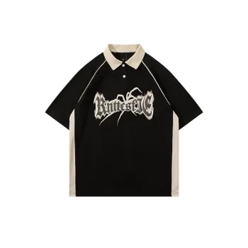 Retro Spider Printing Personalized Loose Lapel Polo Shirt