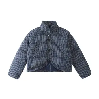 Fashionable Plaid Quilted Jacket Women