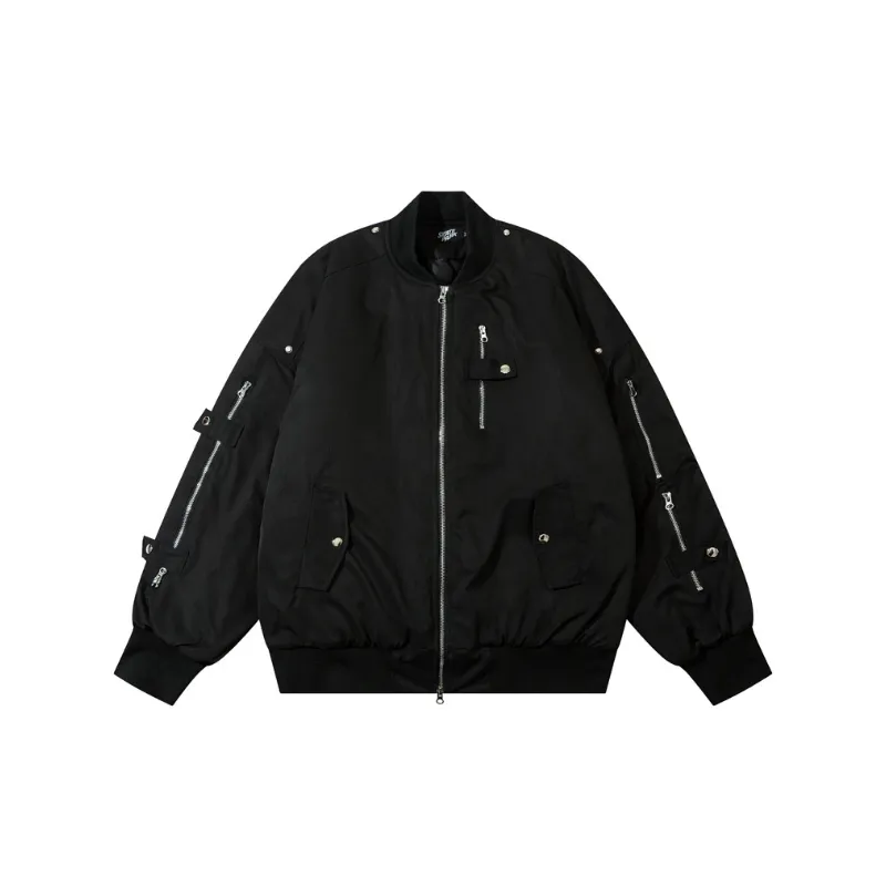 Vibe Zipper Multi pocket Design Sense Functional Aviator Jacket-0