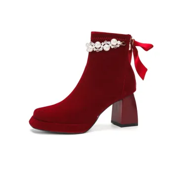 Elegant Bow Pearls High Heels