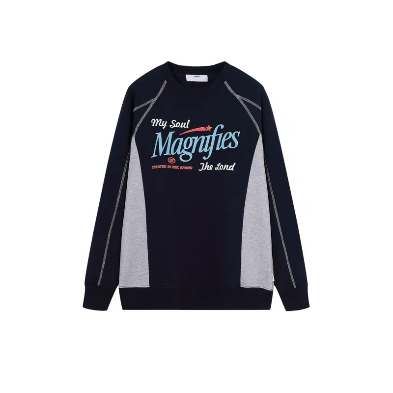 Raglan Sleeve Letter Design Color Splicing and Velvet Crewneck Sweatshirt-2